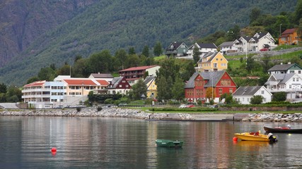 Aurland fiord town in Norway