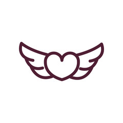 happy valentines day wings hearts love romantic feeling icon thick line