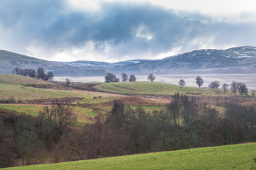 True wilderness in Highlands of Scotland. A cloudy day shows this untouched and uninhabited land. Very isolated from any sort of civilization.