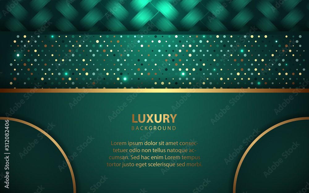 Poster green abstract background with paper shapes overlap layers. luxury and modern concept texture with g