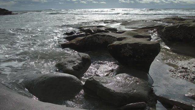 Southern California tide pool filling in with water