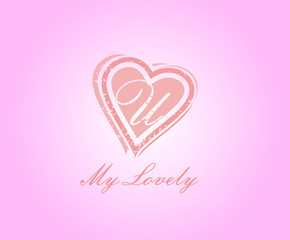 U Letter Heart Love Logo