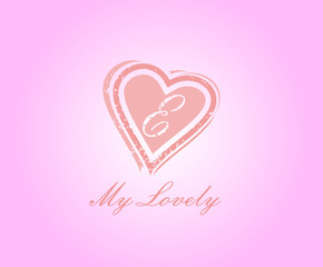 E Letter Heart Love Logo