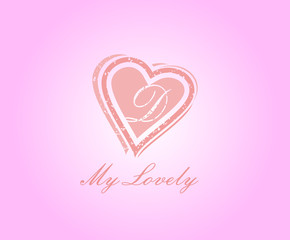 D Letter Heart Love Logo