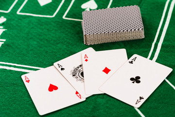 deck of poker cards in a bookmaker
