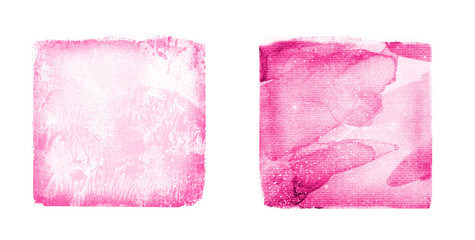 Two watercolor squares on white as background