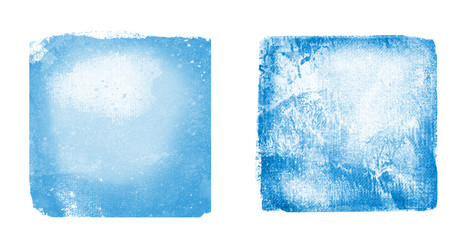 Two watercolor squares on white as background