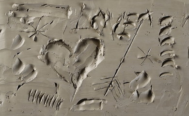 Doodle on clay background and texture
