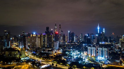 Fototapeta na wymiar Aerial view of Kuala Lumpur Downtown, Malaysia. Business centers in smart urban city in Asia.