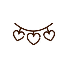 hanging love hearts romantic passion feeling related icon thick line