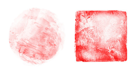 Two watercolor squares on white as background