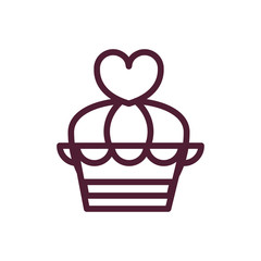 happy valentines day sweet cake heart love romantic feeling icon thick line