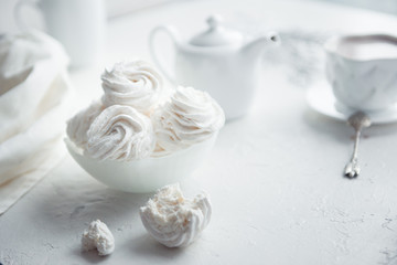 vanilla soft marshmallows , white color, close up