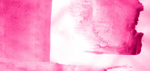 Abstract watercolor background hand-drawn on paper. Volumetric smoke elements. Pink color. For design, web, card, text, decoration, surfaces.