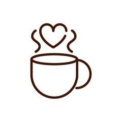 coffee cup love heart romantic passion feeling related icon thick line