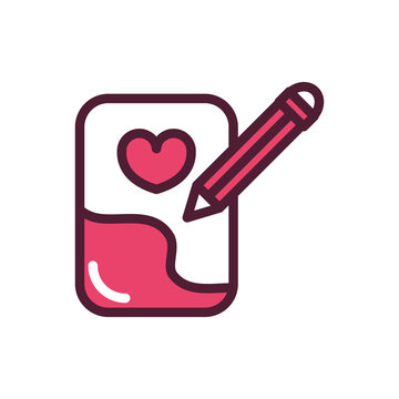 Happy Valentines Day Writing Note Pencil Love Romantic Feeling Icon