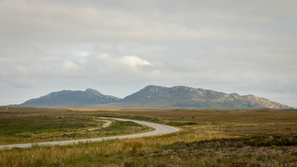 Fototapeta premium landscape with road through mountains and clouds