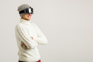 man in ski mask on a white background