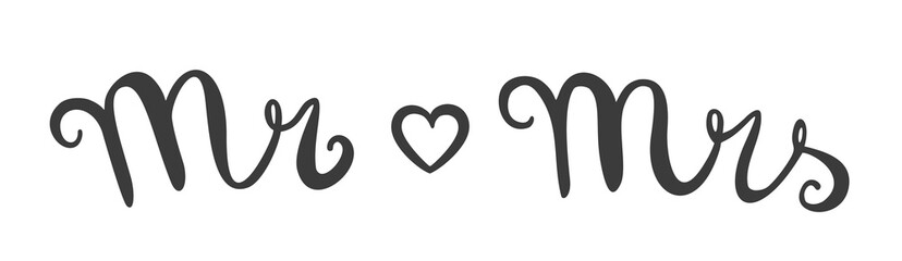 Mr and Mrs Wedding Lettering - Bride and Groom Typography