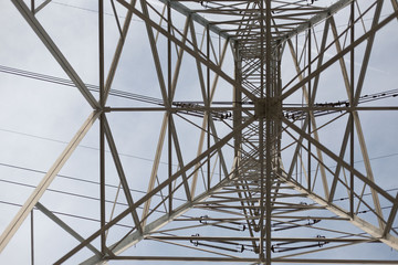 Power transmission scaffolding seen from below