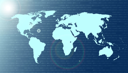 world map on futuristic digital dark background
