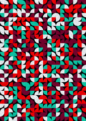 Seamless pattern with random colored quarter circles Generative Art background illustration