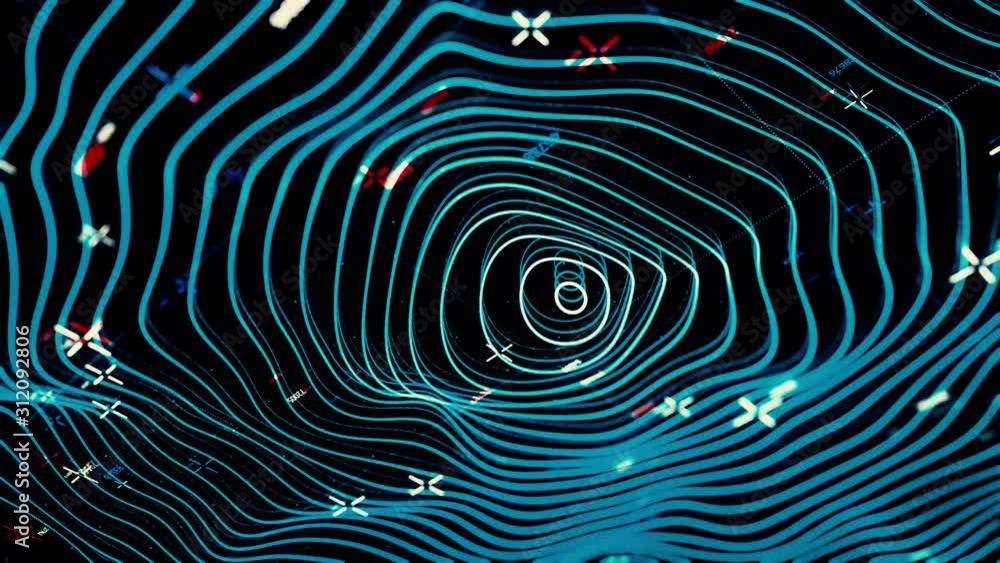 Poster internet technology and cyber security concept, realistic radar with targets on monitor in searching