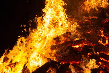 fire in fireplace