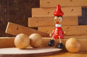 Background with Pinocchio wooden doll