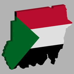 Sudan Map flag Vector 3D illustration eps 10