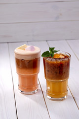 summer cocktail with fruits and mint