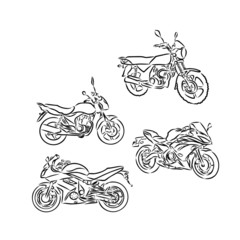 set of silhouettes of motorcycle