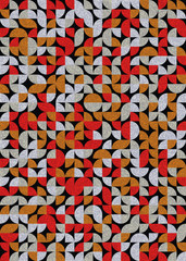 Seamless pattern with random colored quarter circles Generative Art background illustration