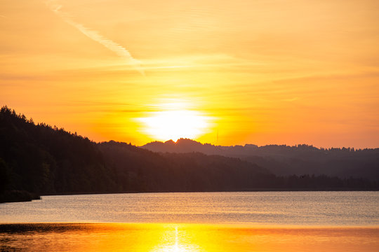 sunset over lake staffelsee germany