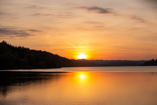 sunset over lake staffelsee germany