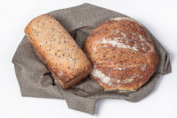 homemade bread on white background