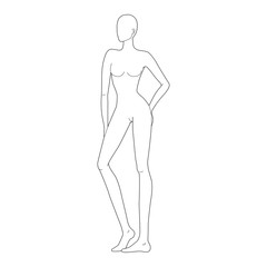 Fashion template of lady in standing pose. 