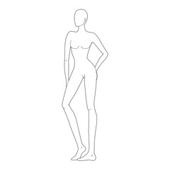 Naklejka premium Fashion template of lady in standing pose. 