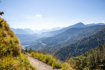 Fototapeta na wymiar trail landscape in the mountains german alps