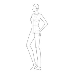 Fashion template of women in standing pose. 