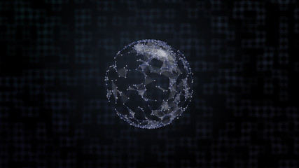 Media worldwide concept. Image of planet under plexus network shield over abstract blue color background.