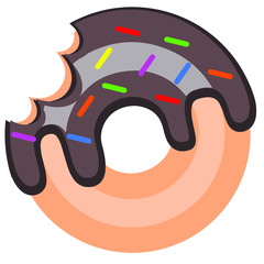 Vector that was bitten in donut Isolated on white background.