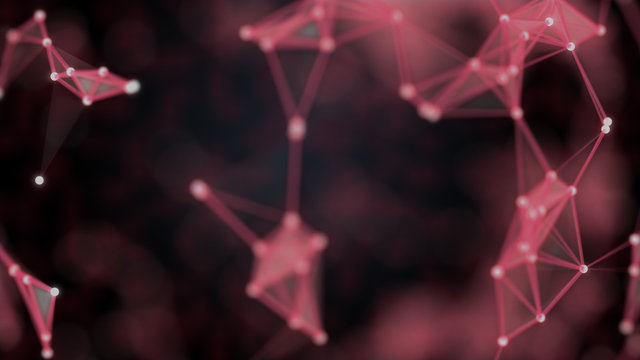 Blockchain network concept. Network of abstract elements net with codified information inside.