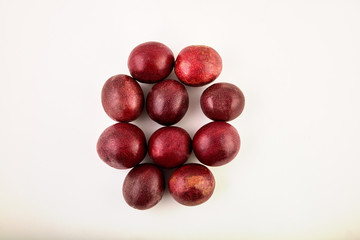 Passion fruit on a white background, close-up, isolated, top view