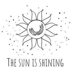 Sun circle. A simple image of the sun in a children's style. Vector illustration. Hand Drawn art