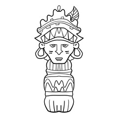 Totem Rituals and Occultism made of stone or wood. Landmark Vector, native idol. Vector illustration