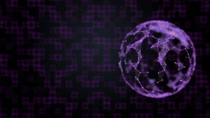 Connecting of people through social networks visualised on the surface of planet over abstract squared background.