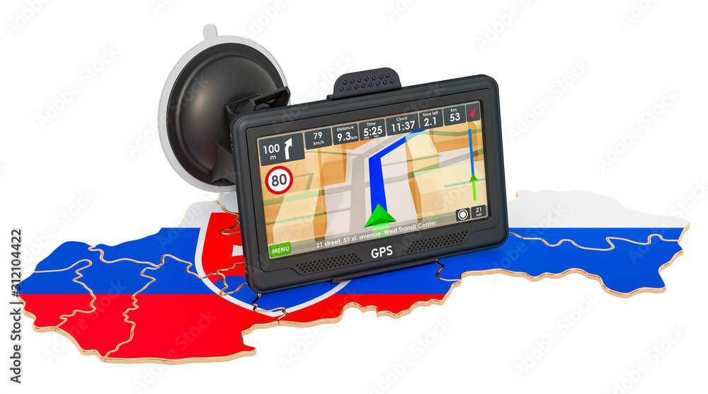 Poster gps navigation in slovakia, 3d rendering