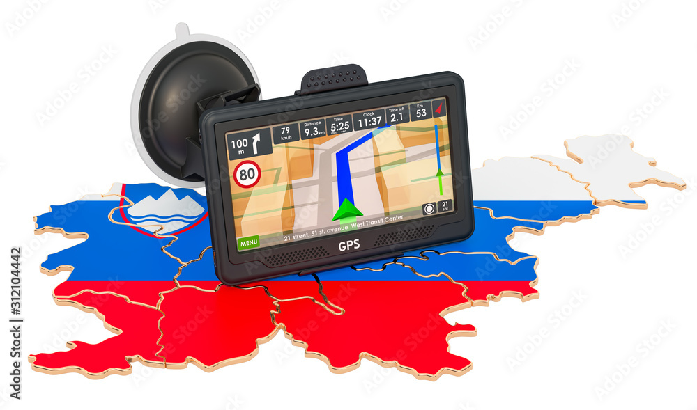 Poster gps navigation in slovenia, 3d rendering