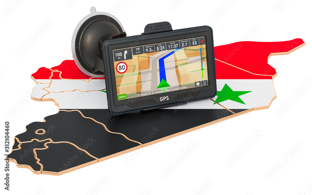 Poster gps navigation in syria, 3d rendering